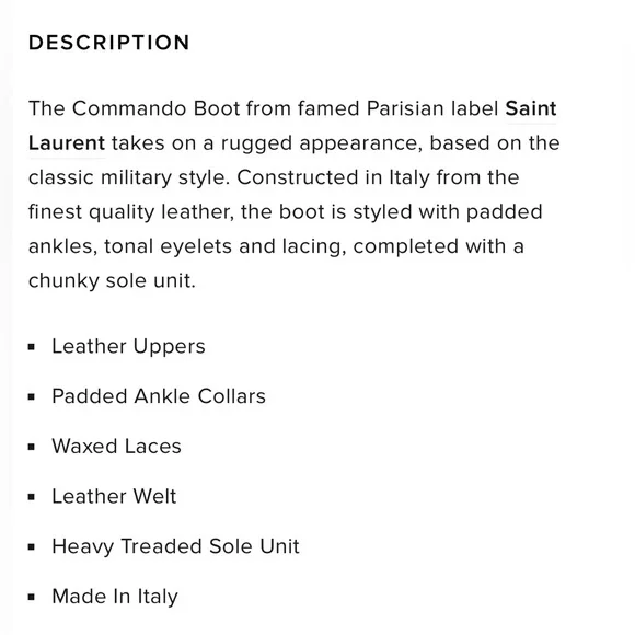 YVES SAINT LAURENT COMMANDO BOOT - Picture 14 of 14